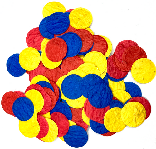 Red blue yellow flower seed confetti - Spread Confetti