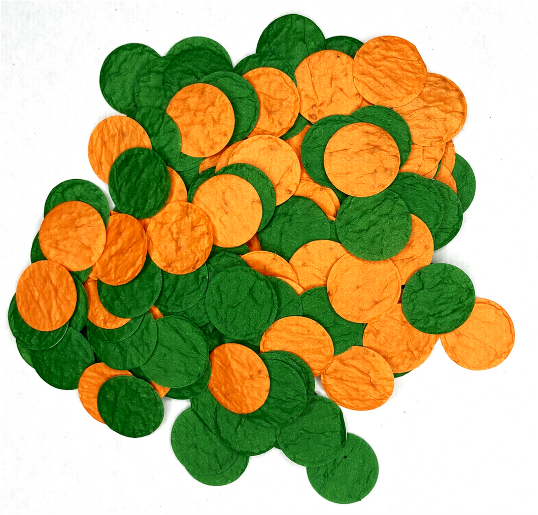 Green and orange flower seed confetti - Spread Confetti
